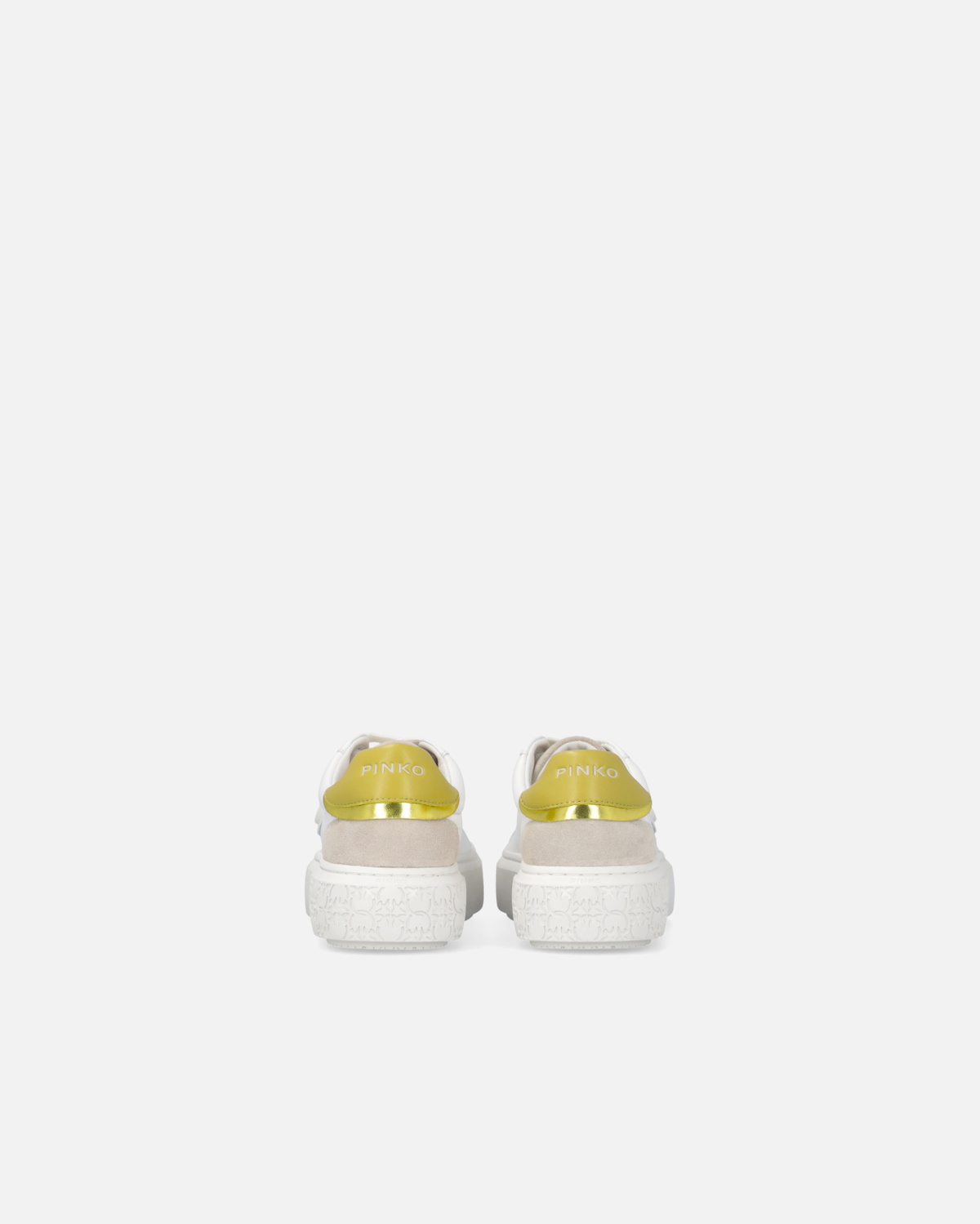 Pinko Sneakers With Platform Sole And Coloured Heel White/Lime