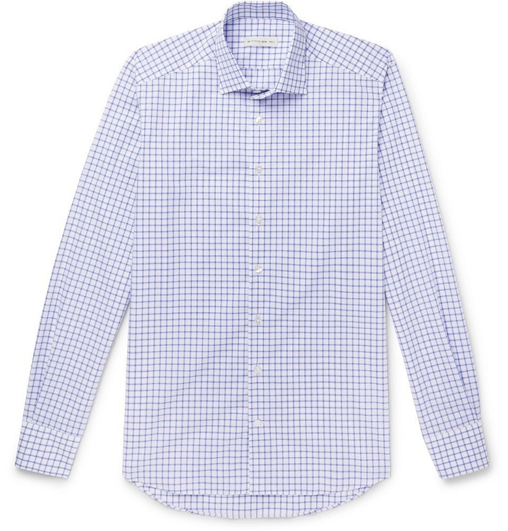 Photo: Etro - Slim-Fit Checked Cotton-Poplin Shirt - Blue
