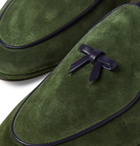 Rubinacci - Marphy Leather-Trimmed Suede Tasselled Loafers - Green