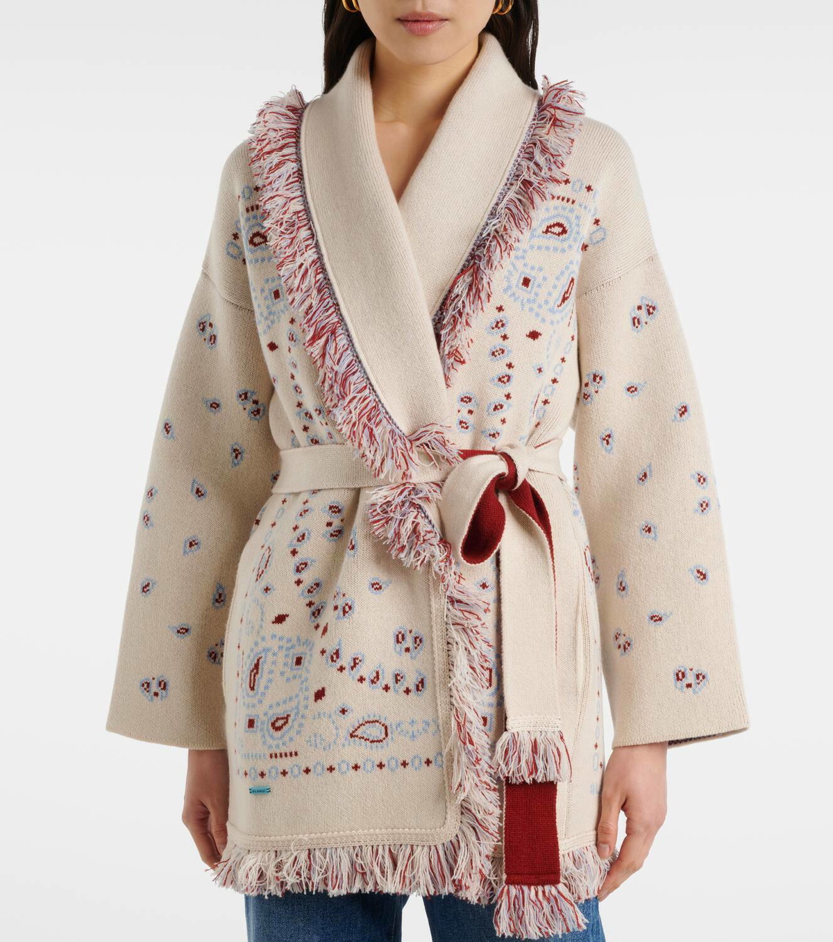 Tシャツ・カットソー ALANUI Embroidered Cashmere Blend Bandana Blanket Alanui Bandana cashmere jacquard wrap cardigan Alanui