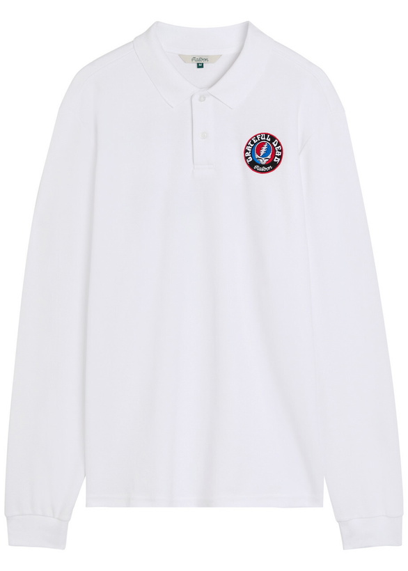 Photo: Malbon Grateful Dead Printed Fine-knit Polo Shirt White
