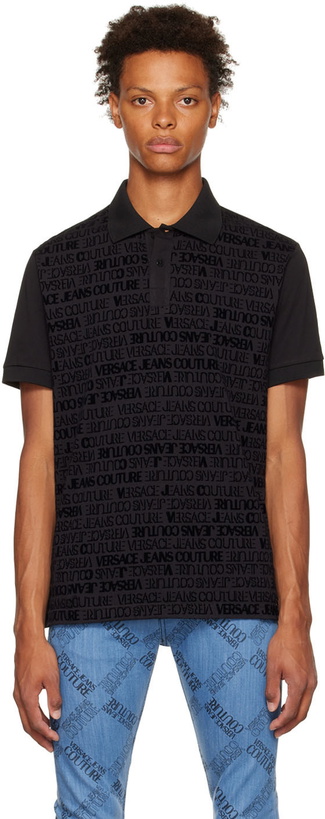 Photo: Versace Jeans Couture Black Flocked Polo