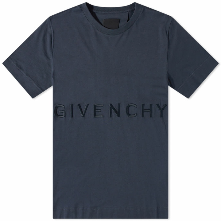 Photo: Givenchy Men's Embroidered Logo T-Shirt in Night Blue