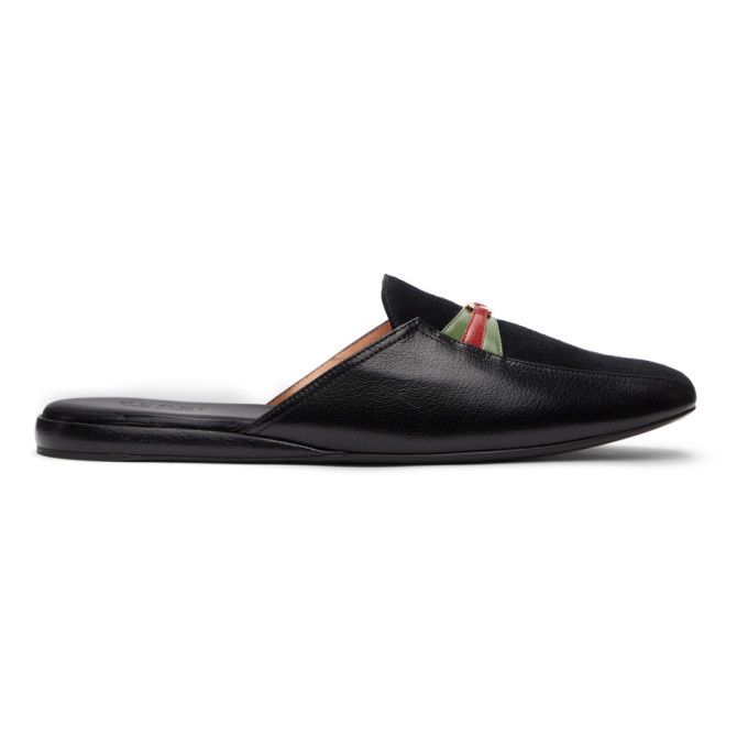 Photo: Gucci Black Suede GG Supersofty Slip-On Loafers
