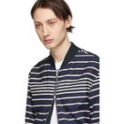 Dries Van Noten Reversible Navy and Off-White Striped Volker Bomber Jacket