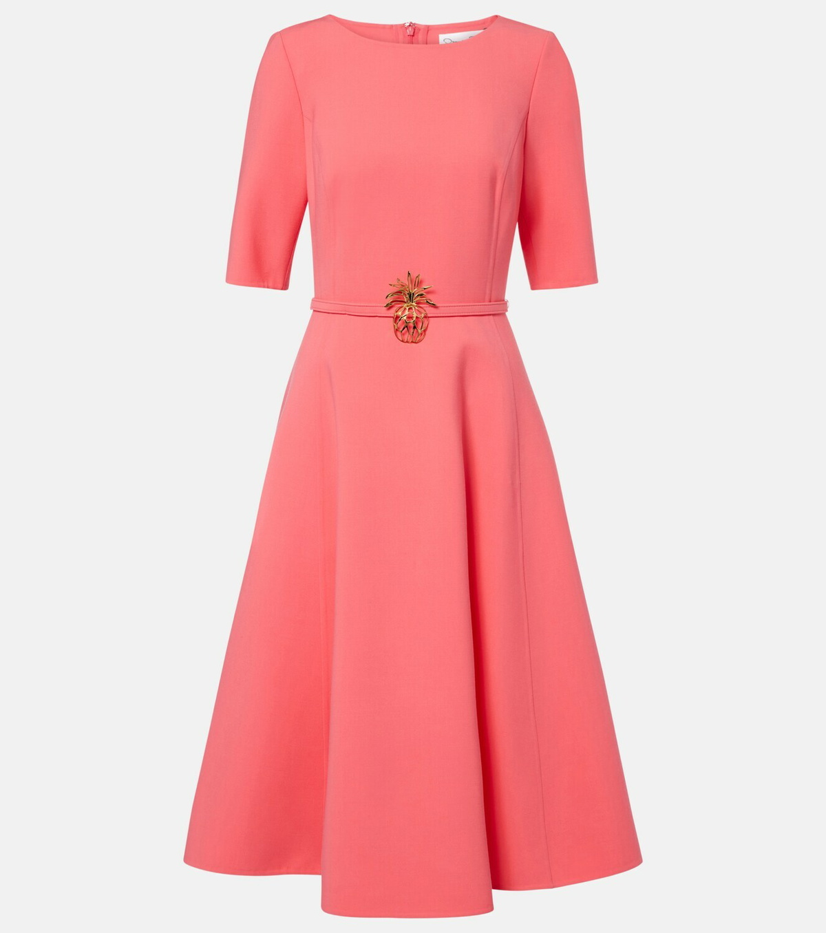 Oscar de la Renta Belted wool-blend midi dress
