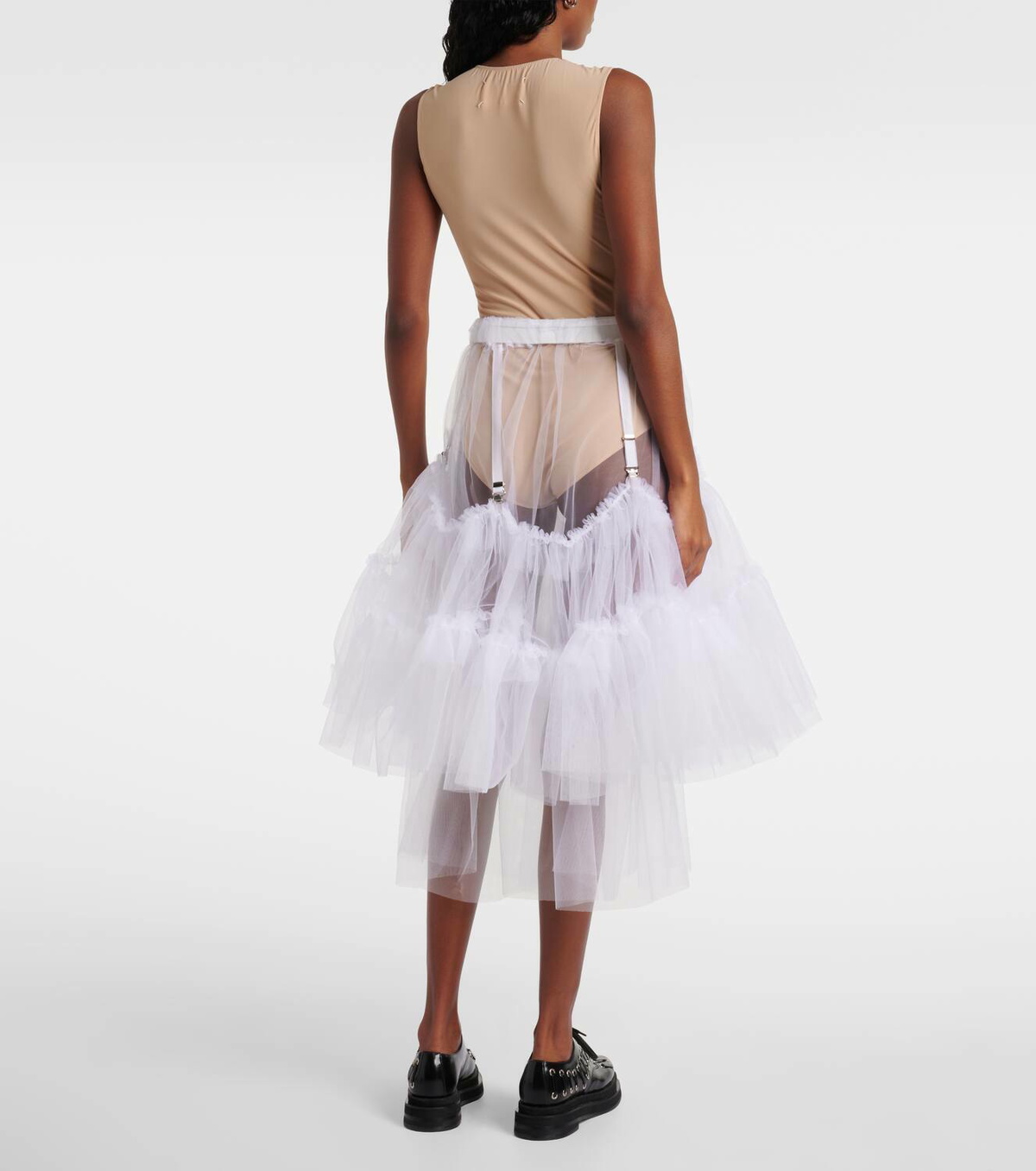 Noir Kei Ninomiya Sheer tulle midi skirt