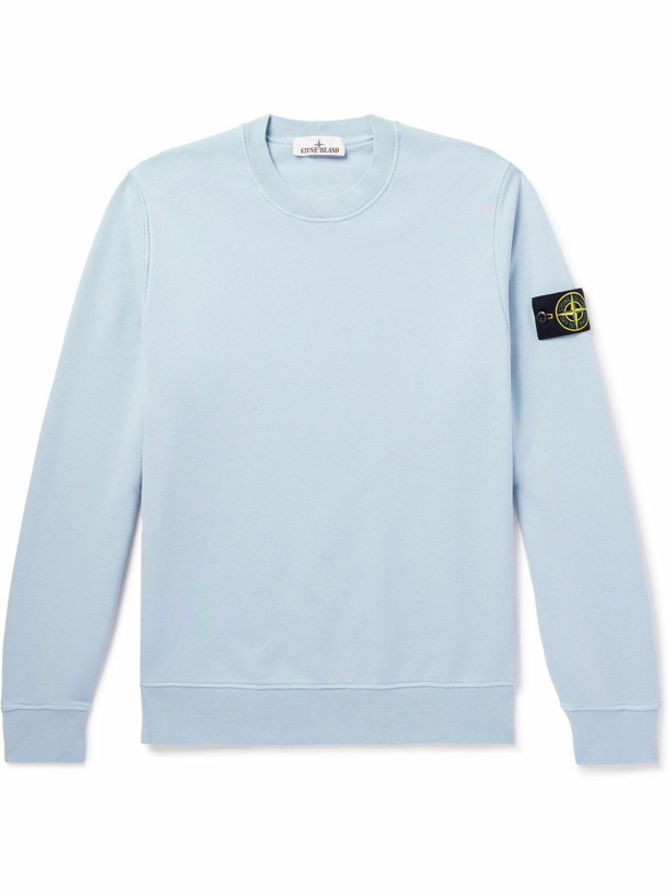 Photo: Stone Island - Logo-Appliquéd Cotton-Jersey Sweatshirt - Blue