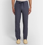 120% - Slim-Fit Linen Drawstring Trousers - Blue