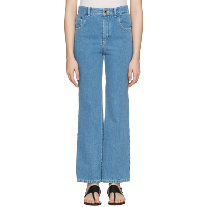 Chloe Blue Scalloped Flared Jeans Chloe