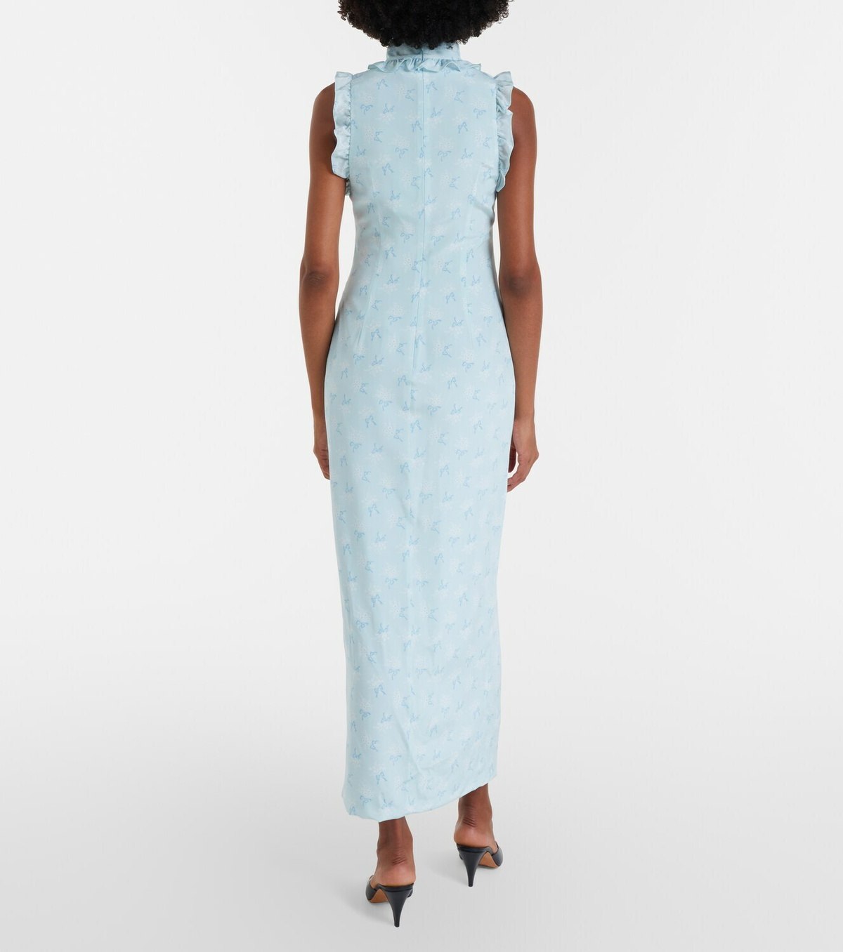 Alessandra Rich Ruffled bow-detail silk maxi dress