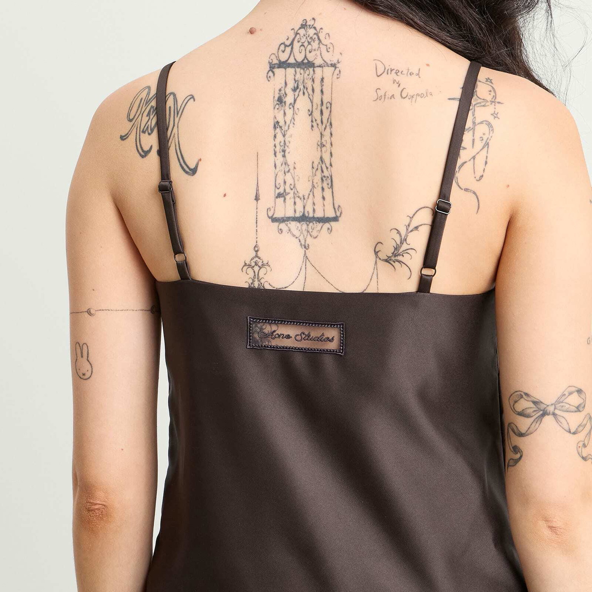 Acne Studios Women's Dary Technical Duchesse Dress in Dark Chocolate Brown