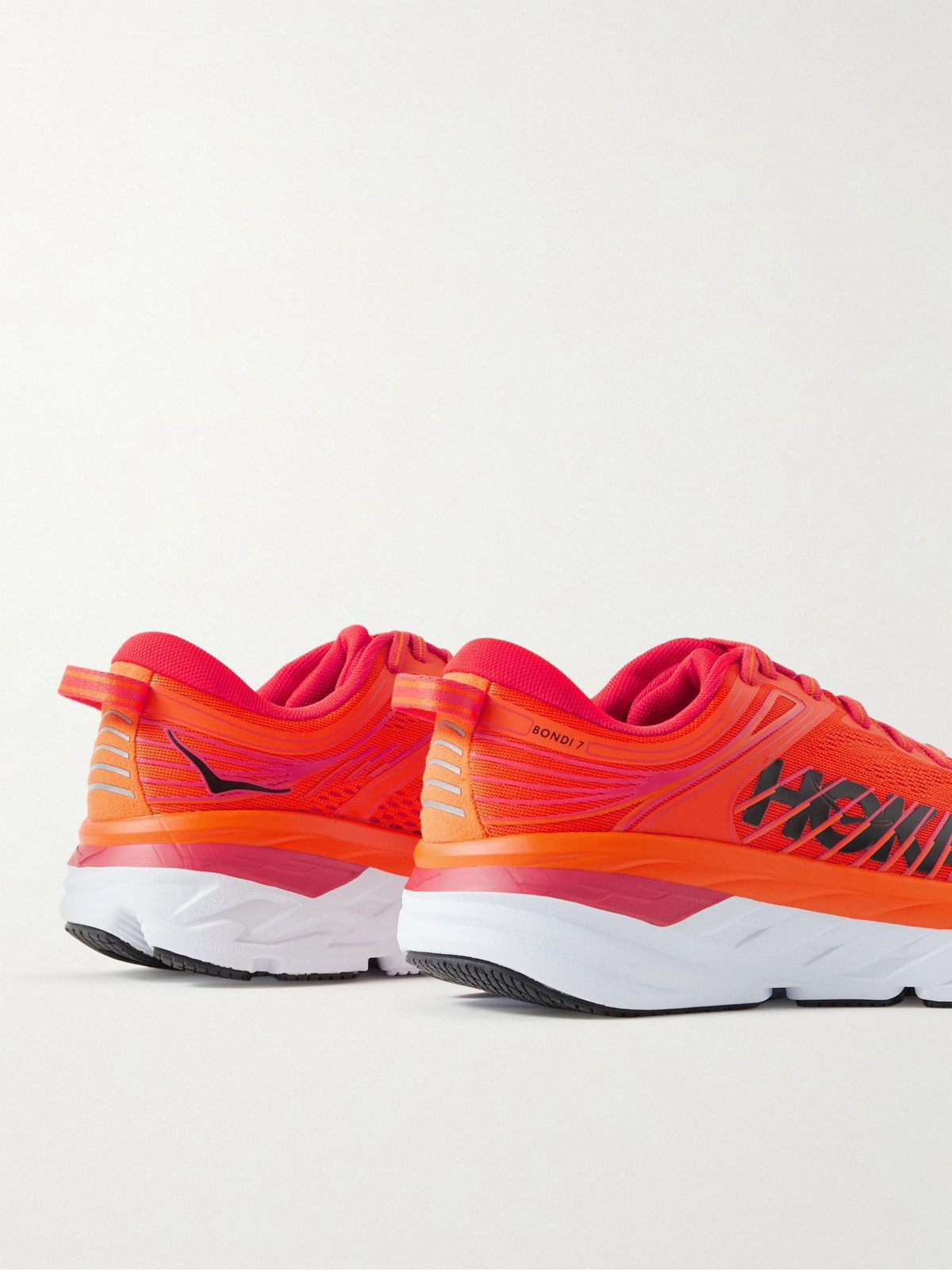 Hoka One One - Bondi 7 Rubber-Trimmed Mesh Running Shoes - Orange Hoka One  One