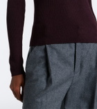 Vince Ribbed-knit wool and silk polo sweater