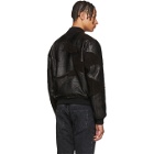 Saint Laurent Black Patchwork Leather Bomber Jacket