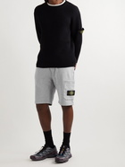 Stone Island - Straight-Leg Logo-Appliquéd Cotton-Jersey Drawstring Shorts - Gray