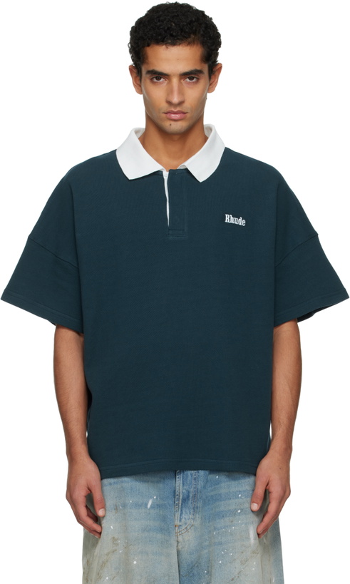 Photo: Rhude Navy Piqué Polo