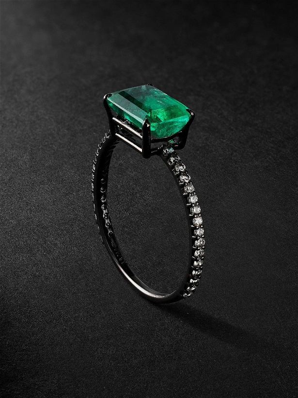 Photo: SHAY - Blackened Gold, Emerald and Diamond Ring - Green