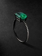 SHAY - Blackened Gold, Emerald and Diamond Ring - Green