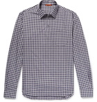 Barena - Checked Cotton-Poplin Half-Placket Shirt - Men - Navy