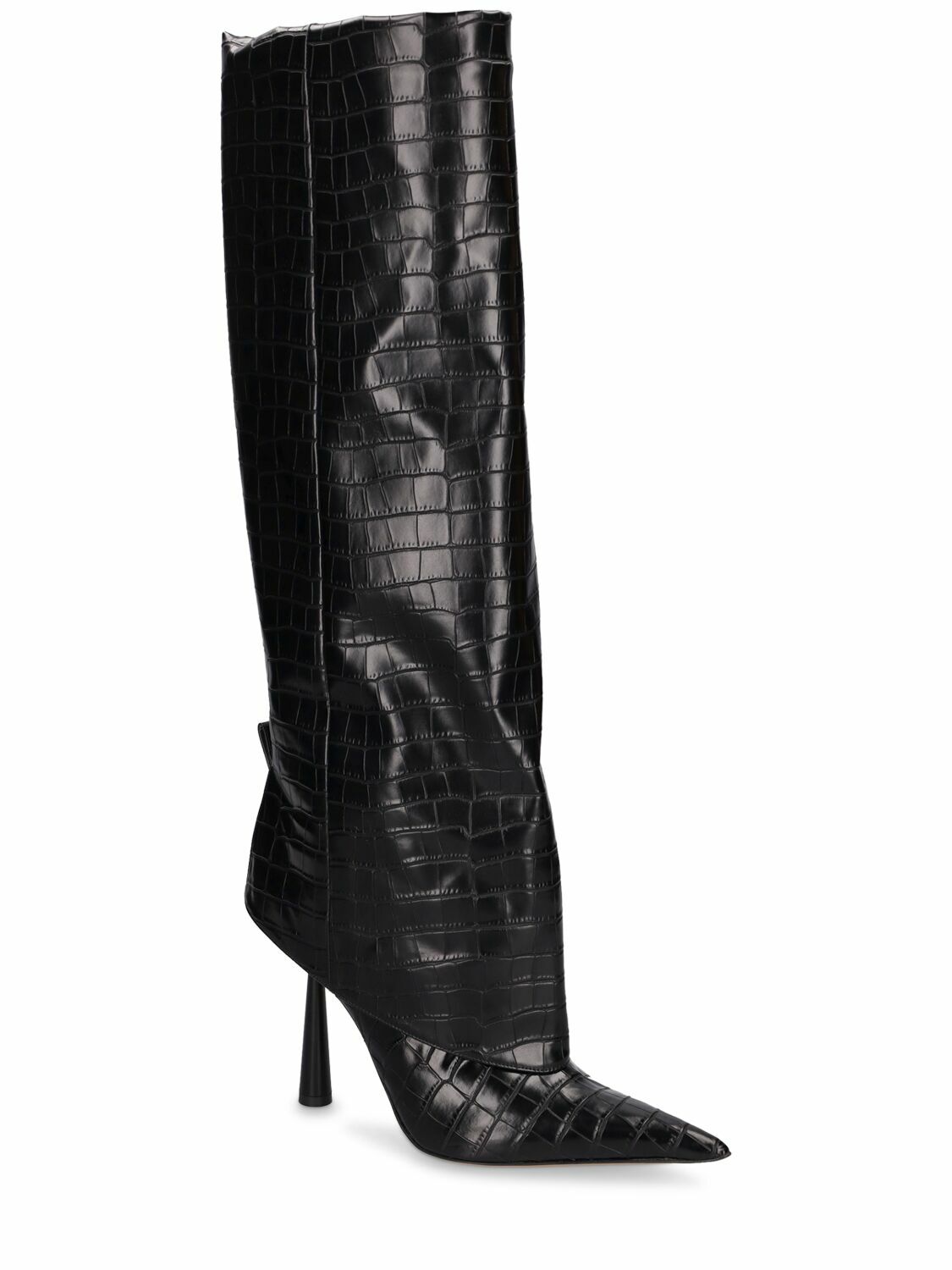 GIA BORGHINI 100mm Rosie 31 Croc Embossed Tall Boots
