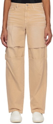 We11done Tan Wide-Leg Denim Trousers