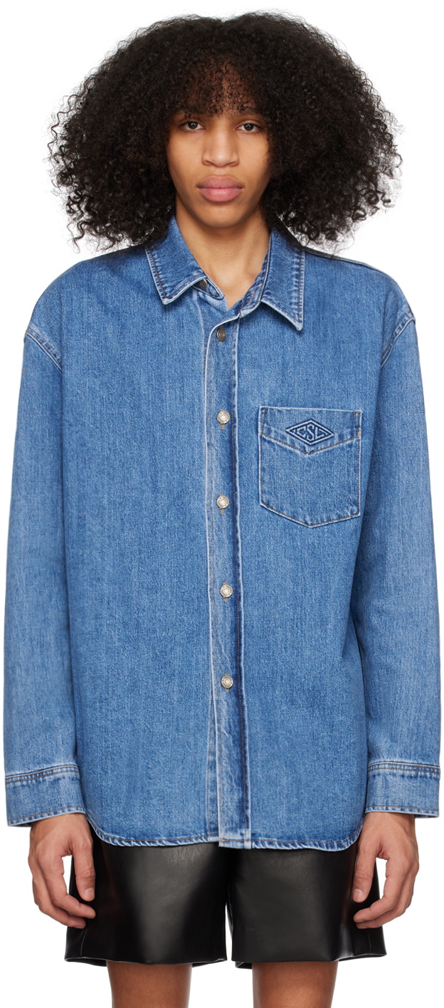 System Blue Embossed Denim Shirt System