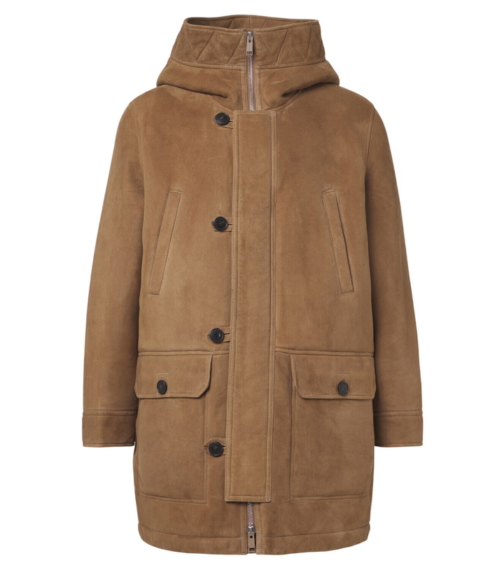 Photo: Yves Salomon Hooded shearling-lined suede parka
