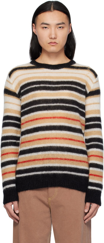 Photo: Marni Beige & Black Striped Brushed Mohair Sweater