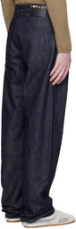 Mugler Navy Straight Raw Denim Jeans