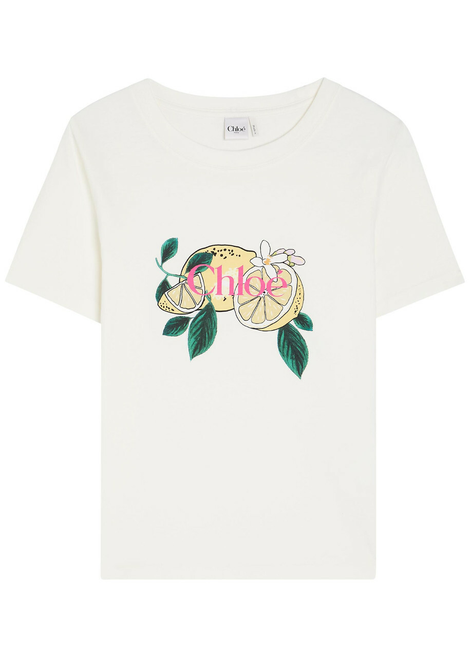 Chloe Printed Cotton T-shirt White