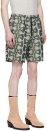 Dries Van Noten Green Printed Shorts