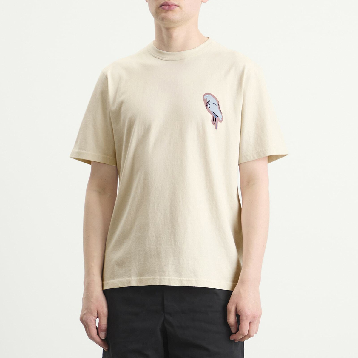 Folk Men's Relaxed T-Shirt in Ecru Parrot Print