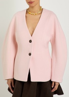 Ganni Peacoat Wool and Cashmere-blend Blazer Light Pink