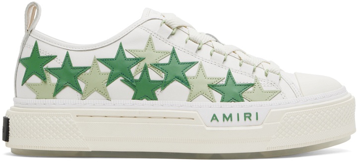 Photo: AMIRI White & Green Stars Court Low Sneakers