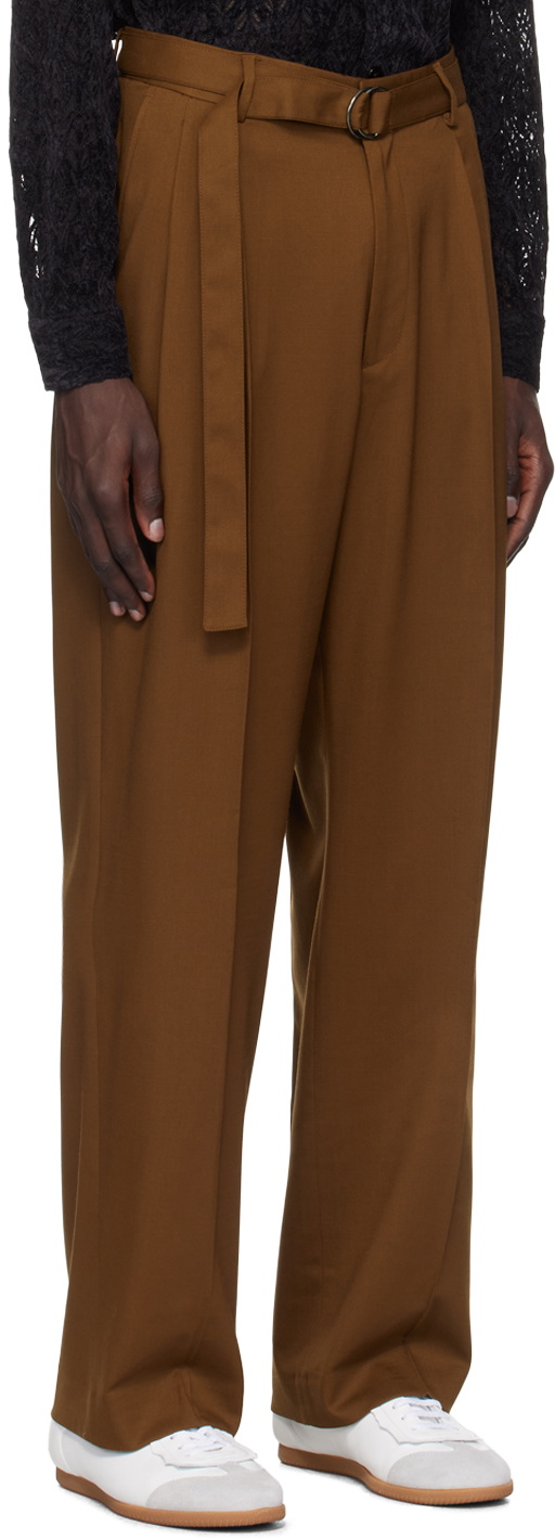 CMMN SWDN Brown Omari Double Pleated Trousers