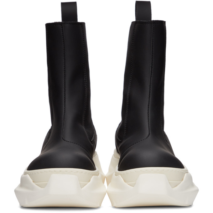 RICK OWENS DRKSHDW ビートル アブストラクト サイドゴアブーツ Rick Owens Drkshdw Black and Off-White Abstract Beetle Boots
