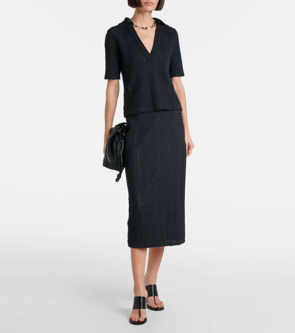 Vince Open-knit cotton polo shirt