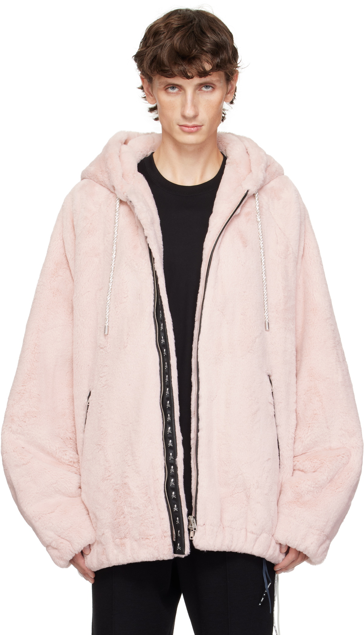 MASTERMIND WORLD Pink Hooded Faux-Fur Jacket MASTERMIND WORLD