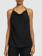 ST.AGNI Textured Silk Open Back Top