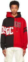 GCDS Black & Red Deconstructed Logo Hoodie