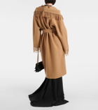 Balenciaga Fringed wool wrap coat