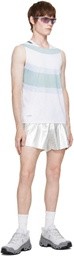 Soar Running White & Blue Singlet Running Top