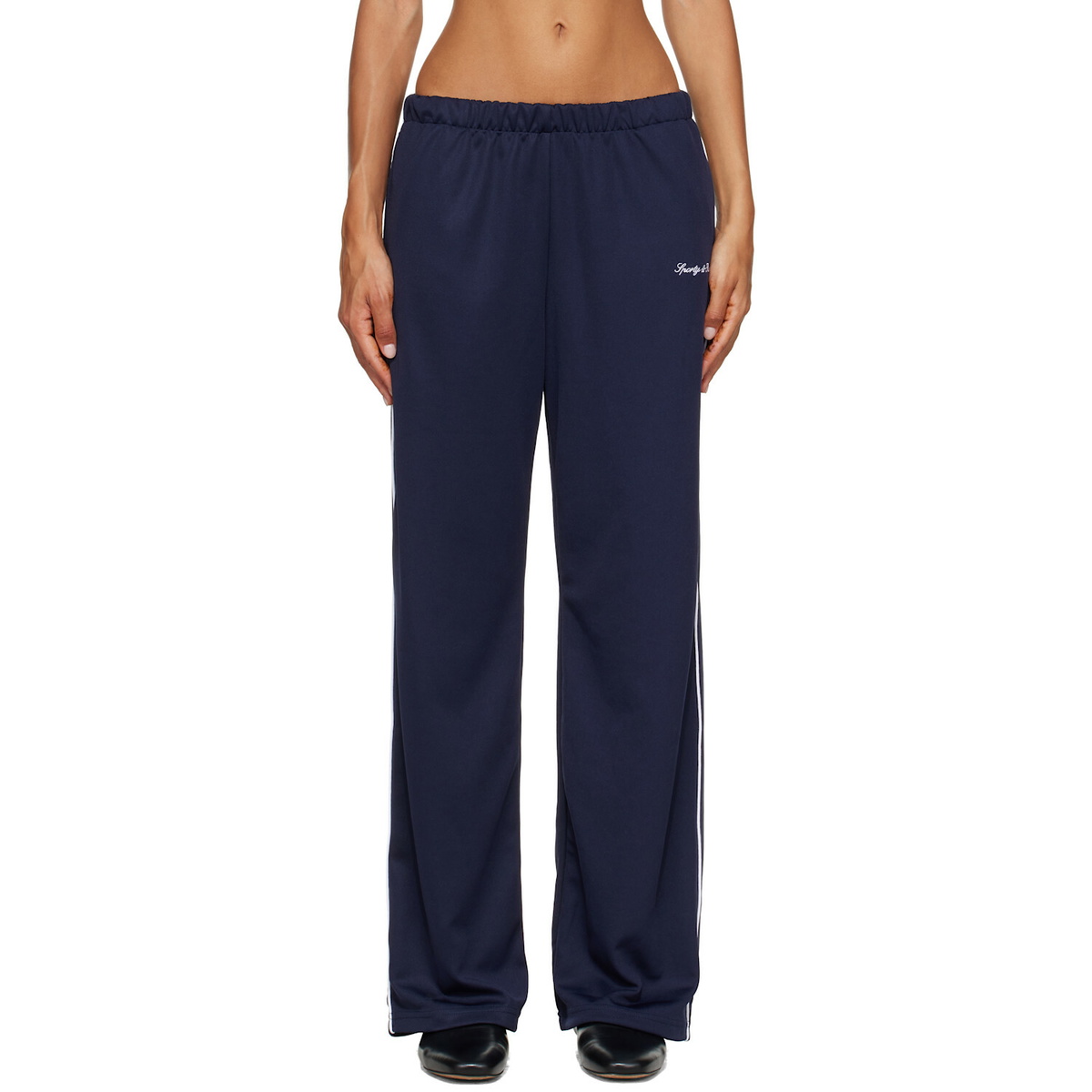 Sporty & Rich Navy Signature Logo Retro Track Pants