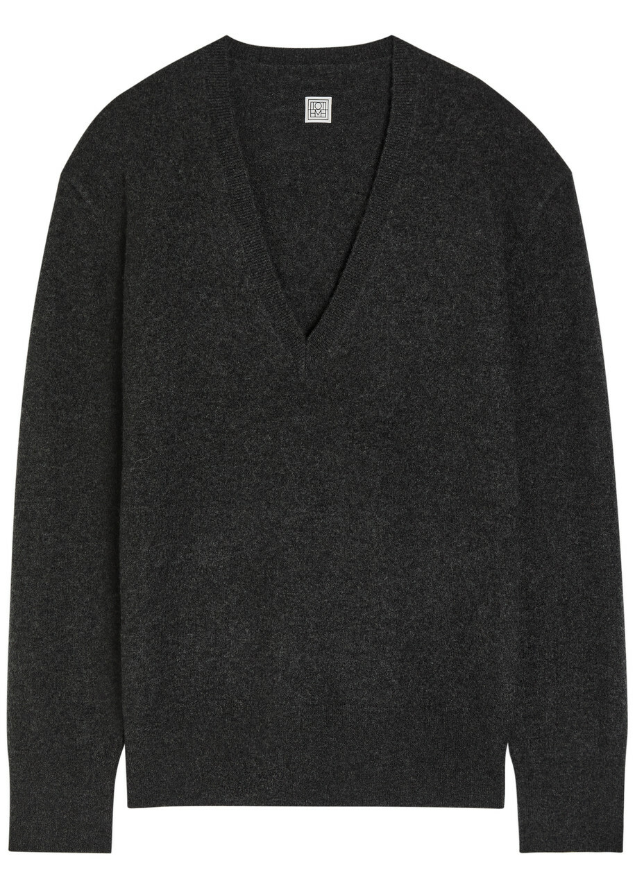 Toteme V-neck Cashmere Jumper Charcoal