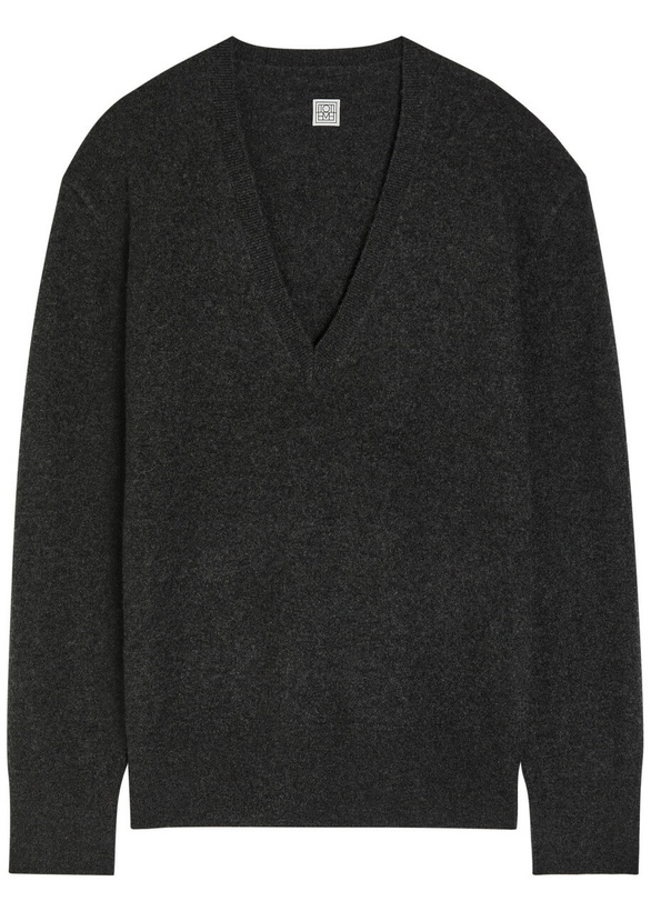 Photo: Toteme V-neck Cashmere Jumper Charcoal