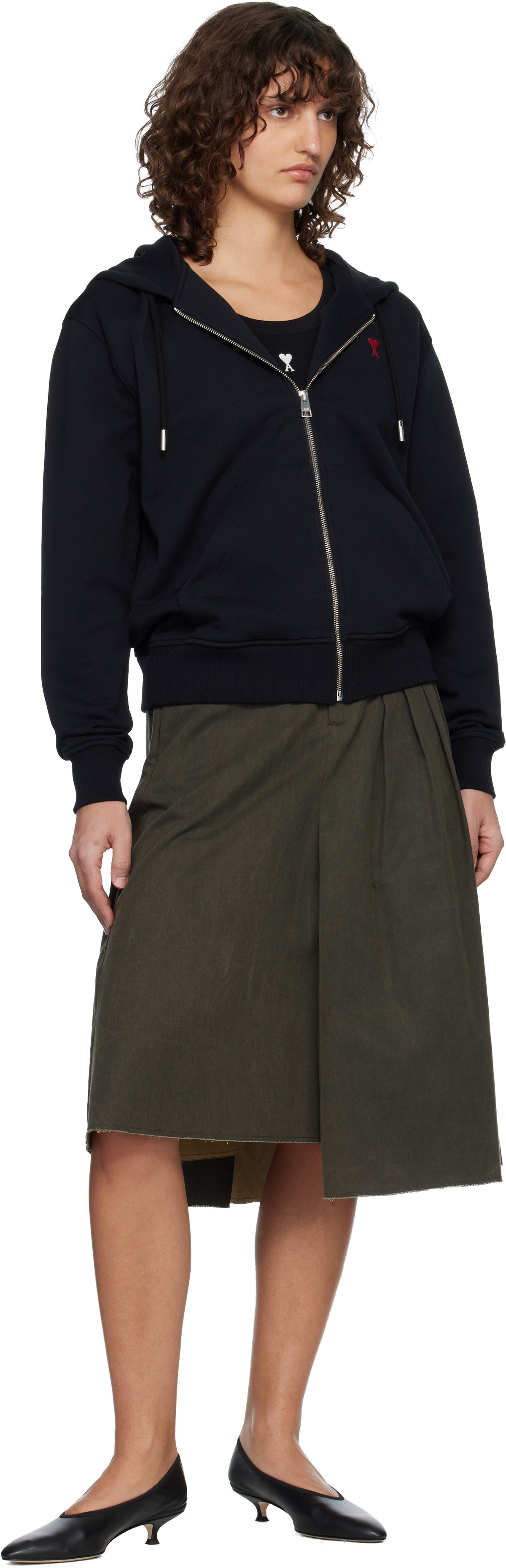 AMI Paris Black Ami de Coeur Zipped Hoodie