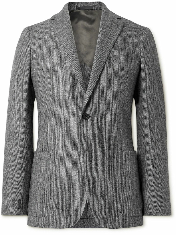 Photo: Kingsman - Herringbone Wool and Cashmere-Blend Blazer - Gray