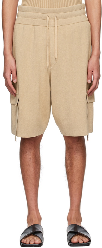 Photo: ANDREĀDAMO SSENSE Exclusive Beige Viscose Shorts