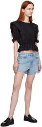 FRAME Black Ruched Blouse